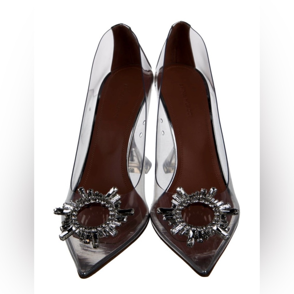 Amina Muaddi Clear PVC Crystal Pumps Size 40 – Glass Slipper Heels – Like New